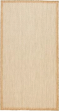 Ocean Home Textile Stain Proof Indoor Outdoor Beige Color Herringbone Carpet Rug 80 x 150 cm