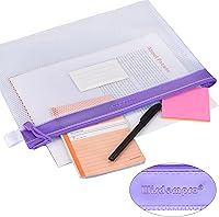 Vista 2 de Wisdompro - Bolsa con cremallera, 4 paquetes de bolsa de archivos de malla impermeable duradera tamaño carta, organizador de documentos, color morado