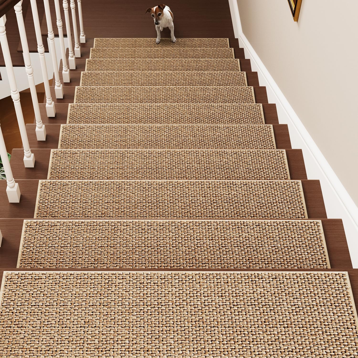 Product image of PADOOR Stair-Treads Non Slip, 15PCS Stair Runner for Wooden Steps, Residue Free Stair Treads Stair Carpet Mat for Kids and Dogs Indoor 8"x30" Beige