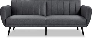 costoffs Modern Sofa Bed 3 Seater Sofa Bed Couches Ribbed-Tufted 3 Positions Convertible Sofa Bed with Wooden Legs