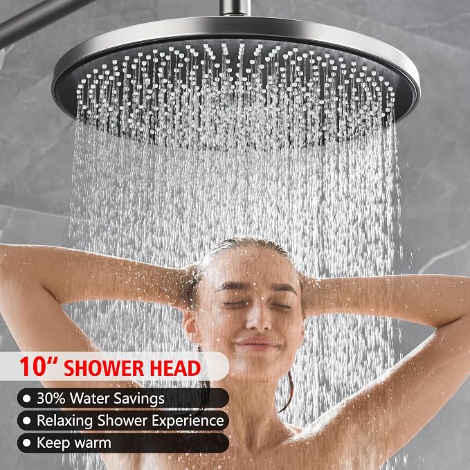 Juego de grifería para ducha lluvia Sumerain con acabado cepillado niquelado y cabezal de 10 pulgadas miniatura 4