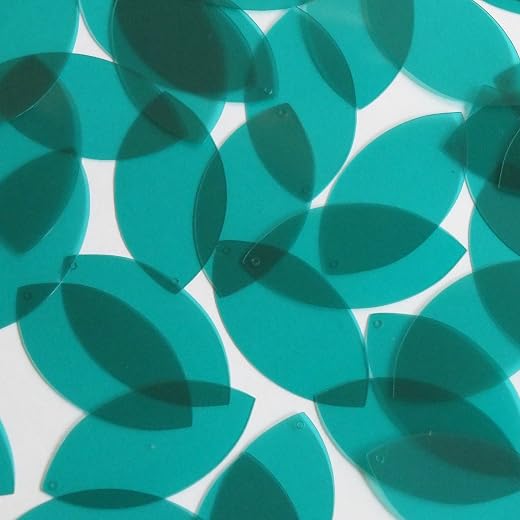 Navette Leaf Sequin 1.5" Deep Teal Blue Green Transparent Glossy and Matte Duo Two Sided Loose Couture Paillettes