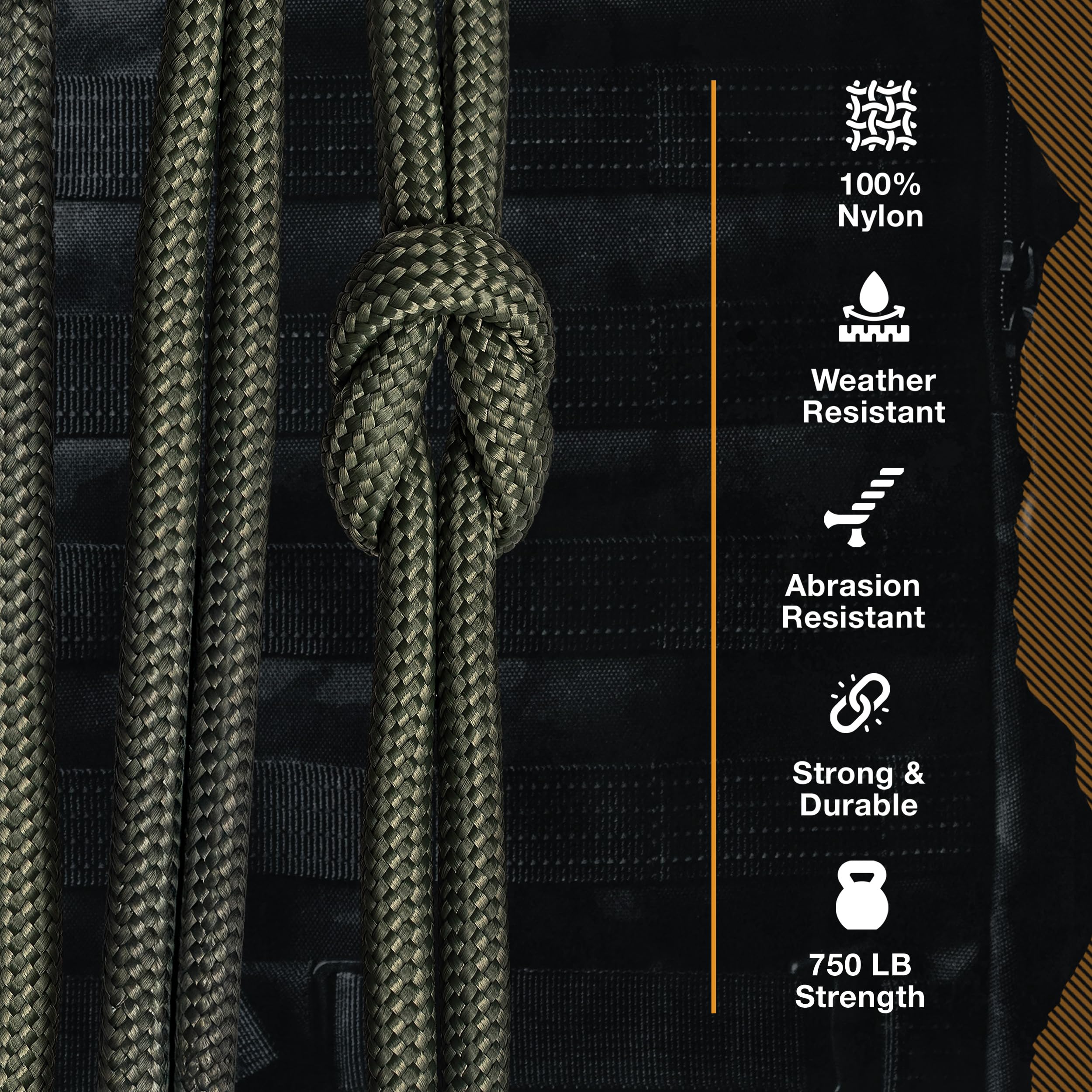 Mossy Oak Paracorde 750 en 15,2 m, 30,5 m et 60 m | 11 brins, 4 mm de long | Corde de parachute robuste en nylon pour toutes les utilisations en extérieur