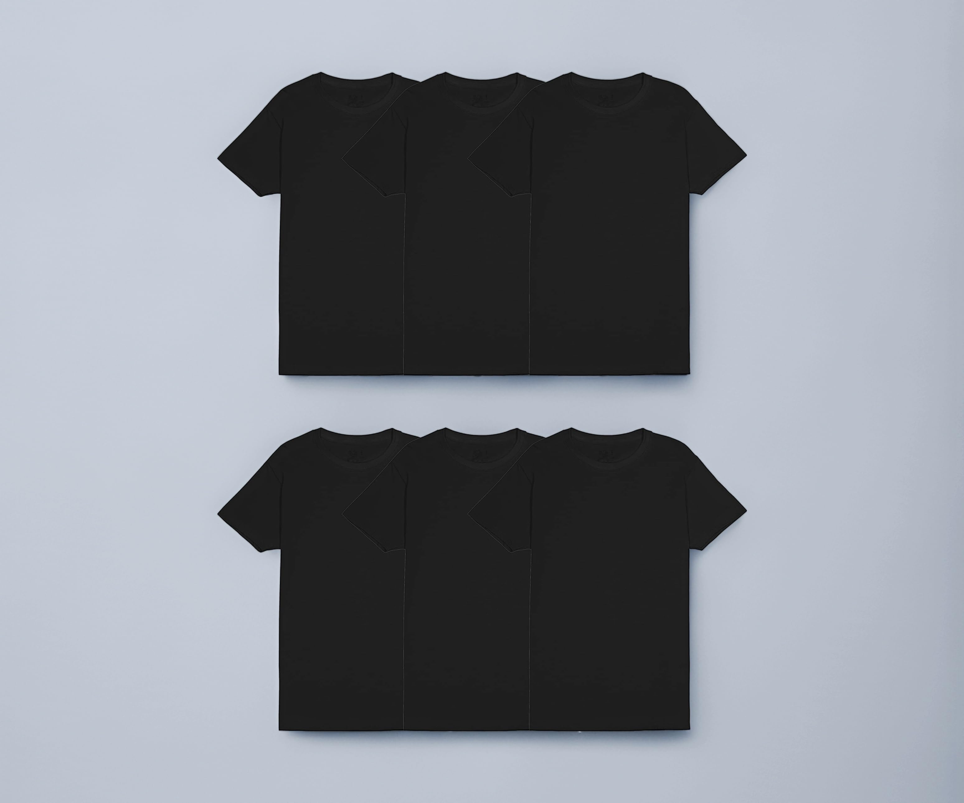 Men's Eversoft Cotton Stay Tucked Crew T-Shirt, Regular - 6 Pack Black, Small