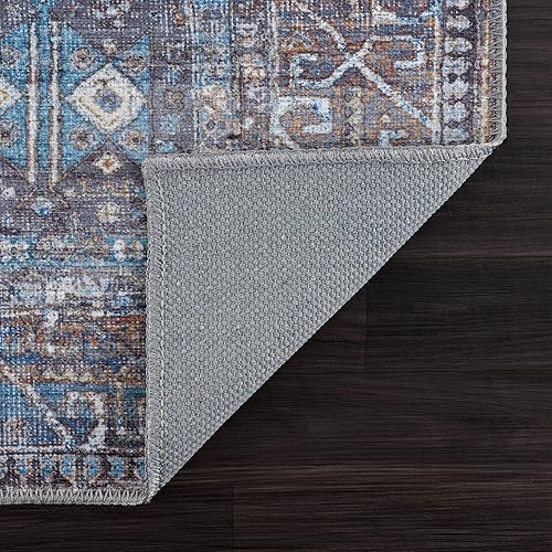 Miniatura 7 de Bloom Rugs Alfombra lavable de 12 pies  Gris pizarraazul Camino tradicional para entrada, pasillo, baño y cocina  Tamaño exacto 2.5 x 12 pies