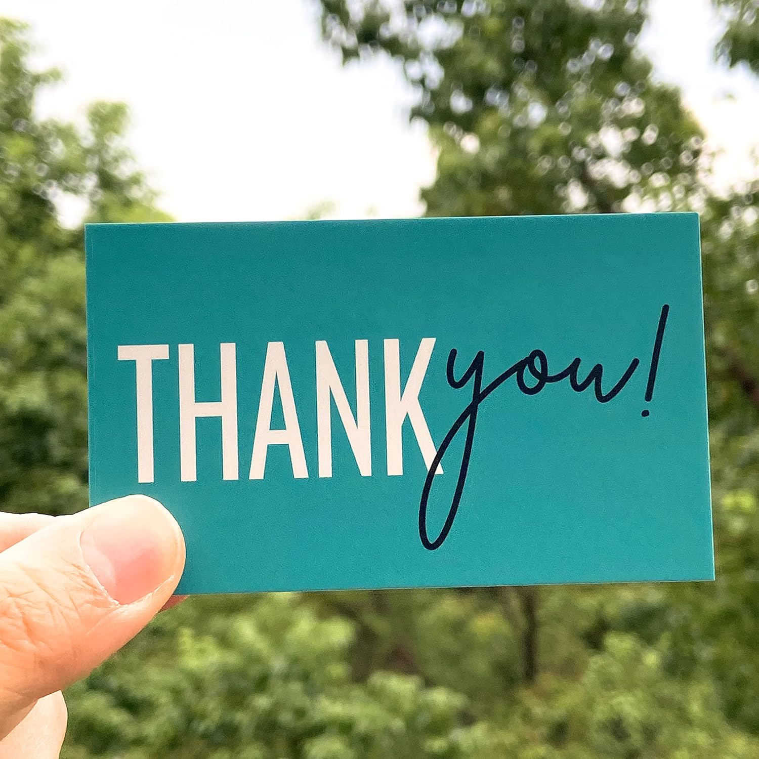 RXBC2011 Thank You for your support Cards Handwritten Lettering Design Thank you small business Card Pack of 100 (Aqua) - Image 5