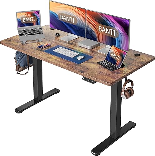 Miniatura 10 de BANTI Escritorio eléctrico de pie de altura ajustable, 40 x 24 pulgadas, escritorio de pie para sentarse de pie, escritorio de memoria pequeña,