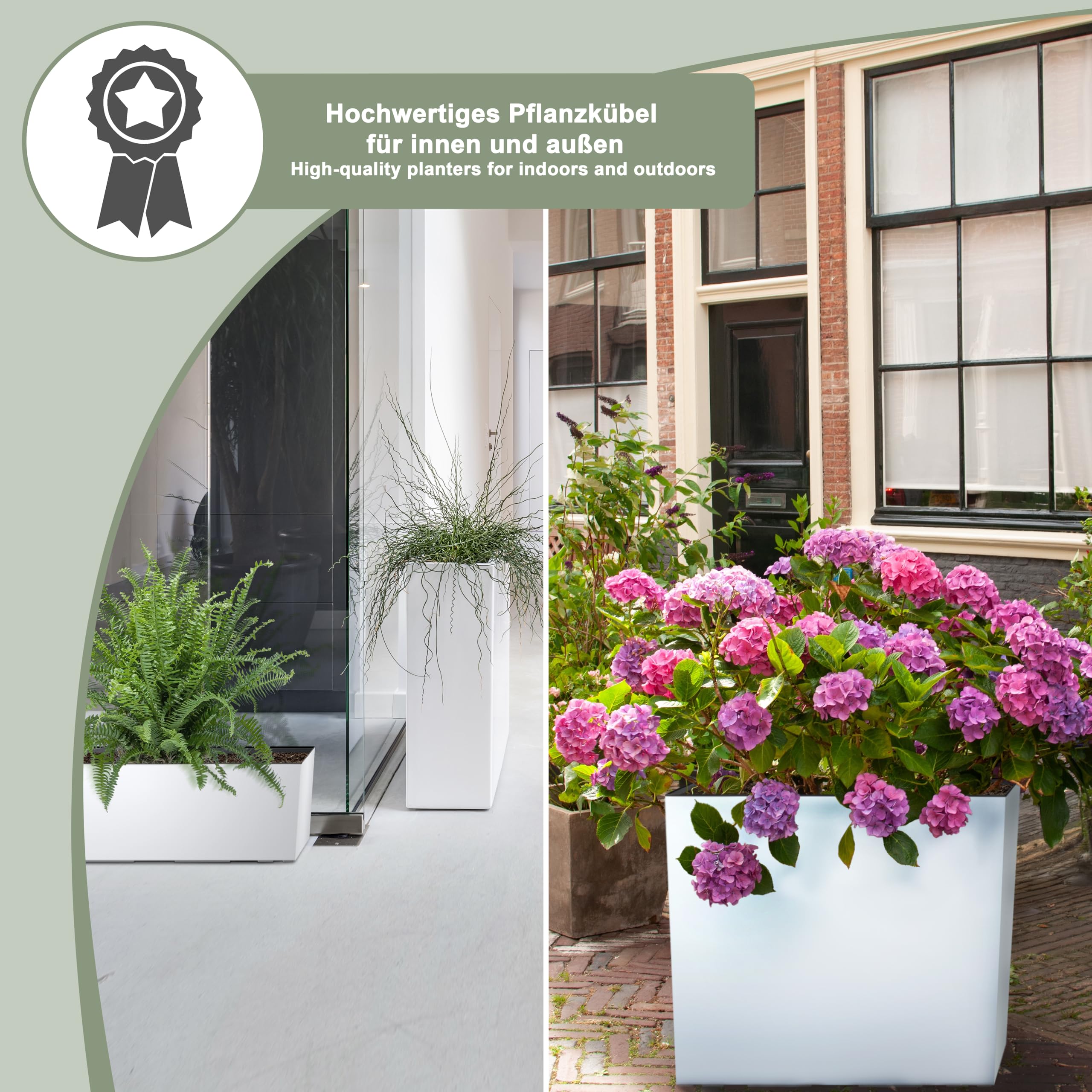 Jardinera 77x23x68 cm | Macetas de plástico, Resistente a la Intemperie y versátil | Jardinera Ideal para balcón e Interior | Maceta de diseño Elegante | Blanco
