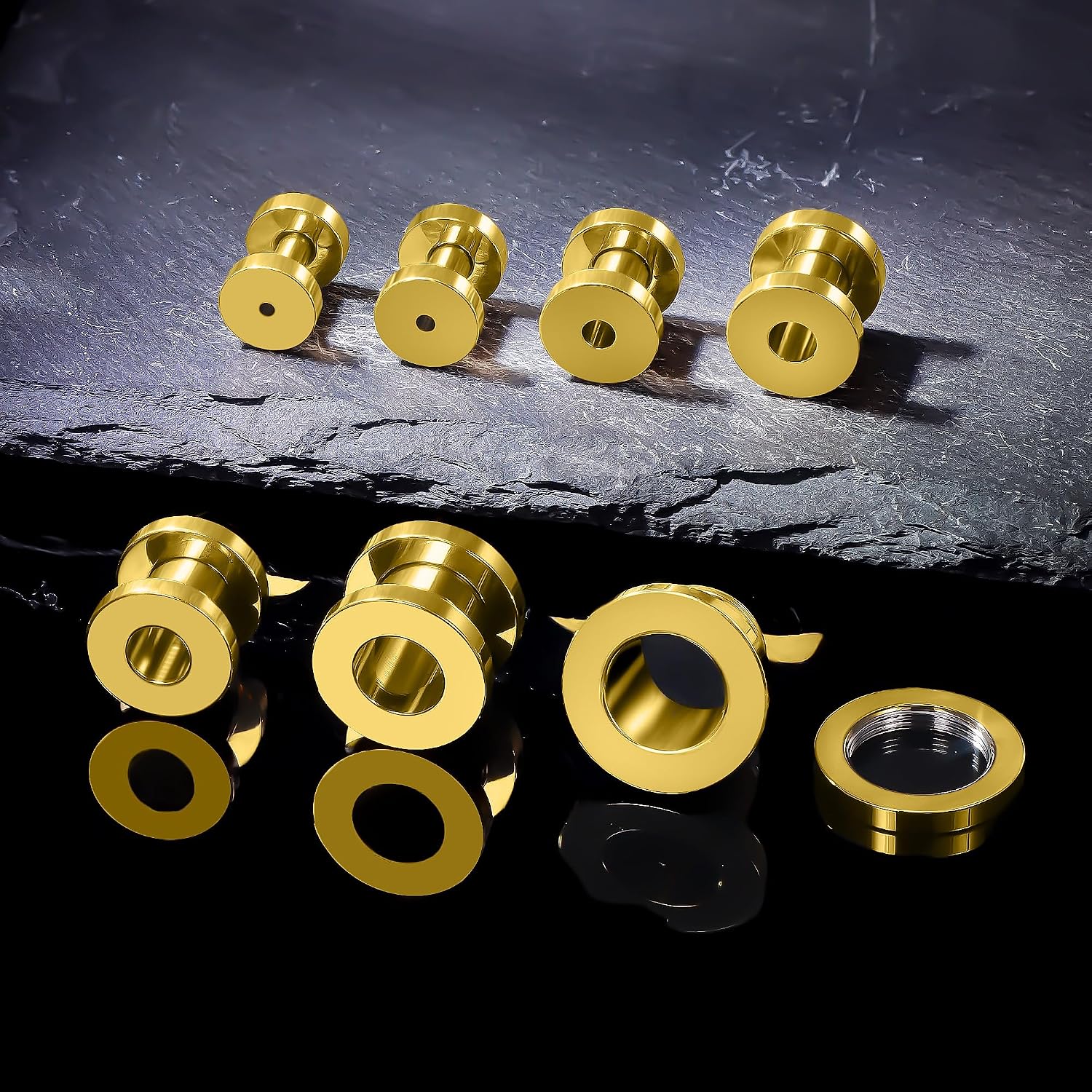 Ruifan Gauges For Ears ASTM F136 Titanium Single Flare Tapers Screw Tunnel Gauges Earrings Ear Expander Stretching Kit Plugs Piercing For Women Men 10G 8G 6G 4G 2G 0G 00G