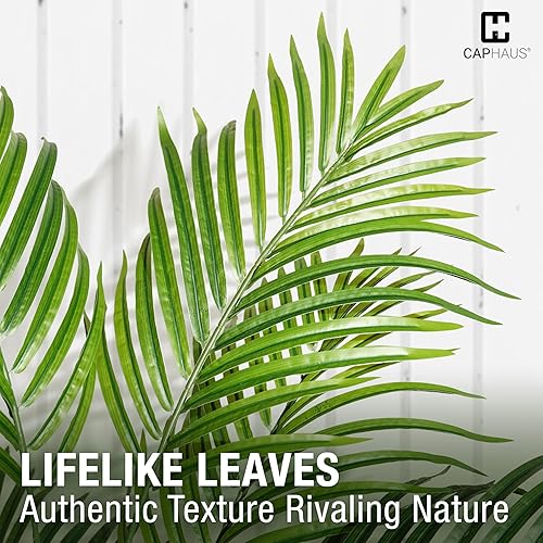 Miniatura 4 de CAPHAUS Palmera artificial en maceta de 6 pies, planta de palma falsa realista para interiores y exteriores, resistente a los rayos UV, árbol