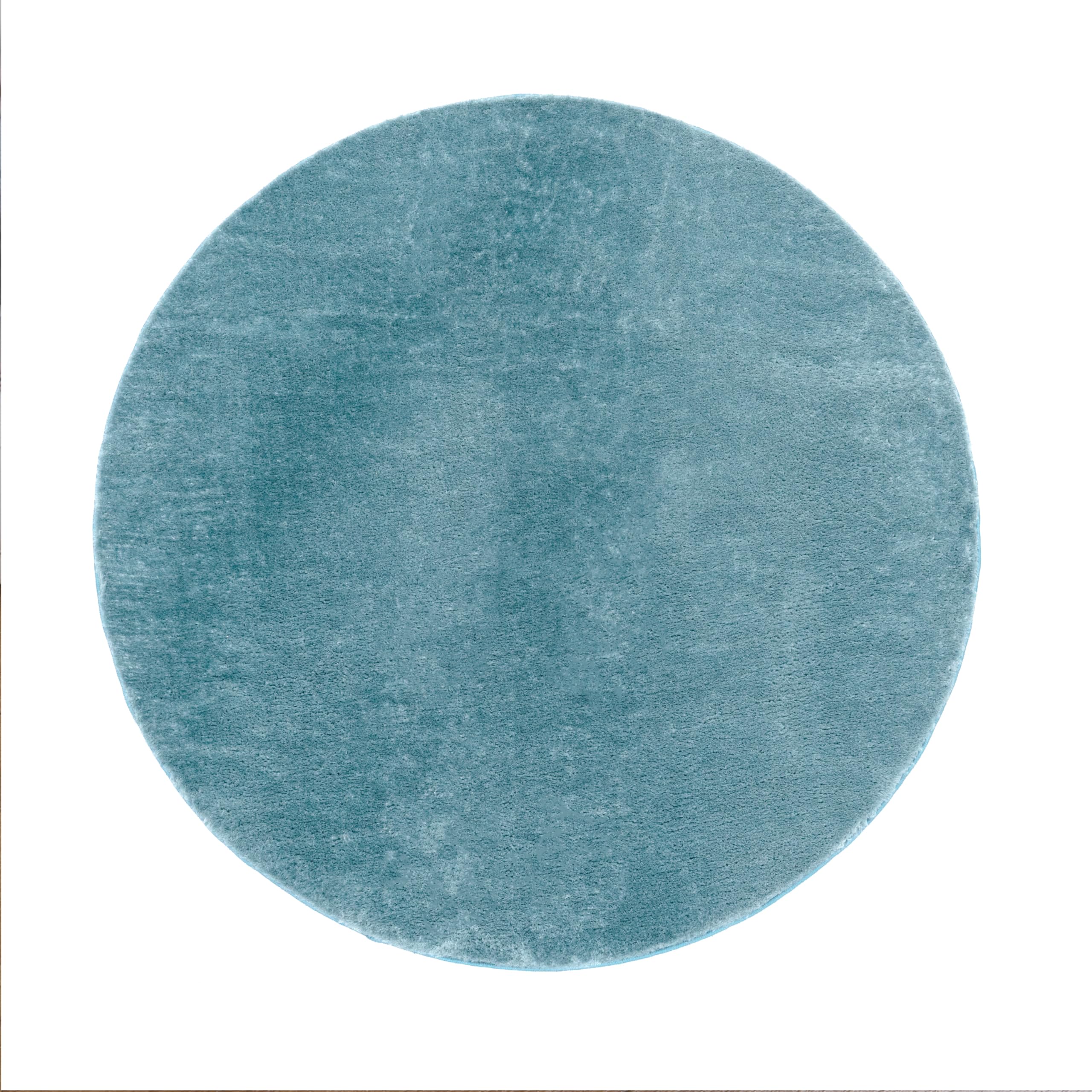 Paco Home Teppich Wohnzimmer Kurzflor Weich rutschfest Modern Einfarbiges Muster blau Türkis, Grösse:200 cm Rund