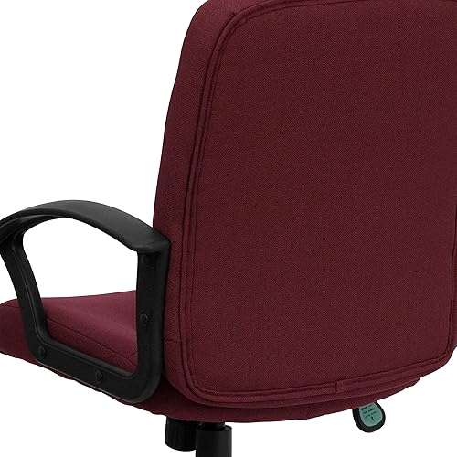 Miniatura 10 de Flash Furniture Silla para tareas o computadora de media espalda color negro de tela con brazos de nailon, Metal Madera, Burgundy