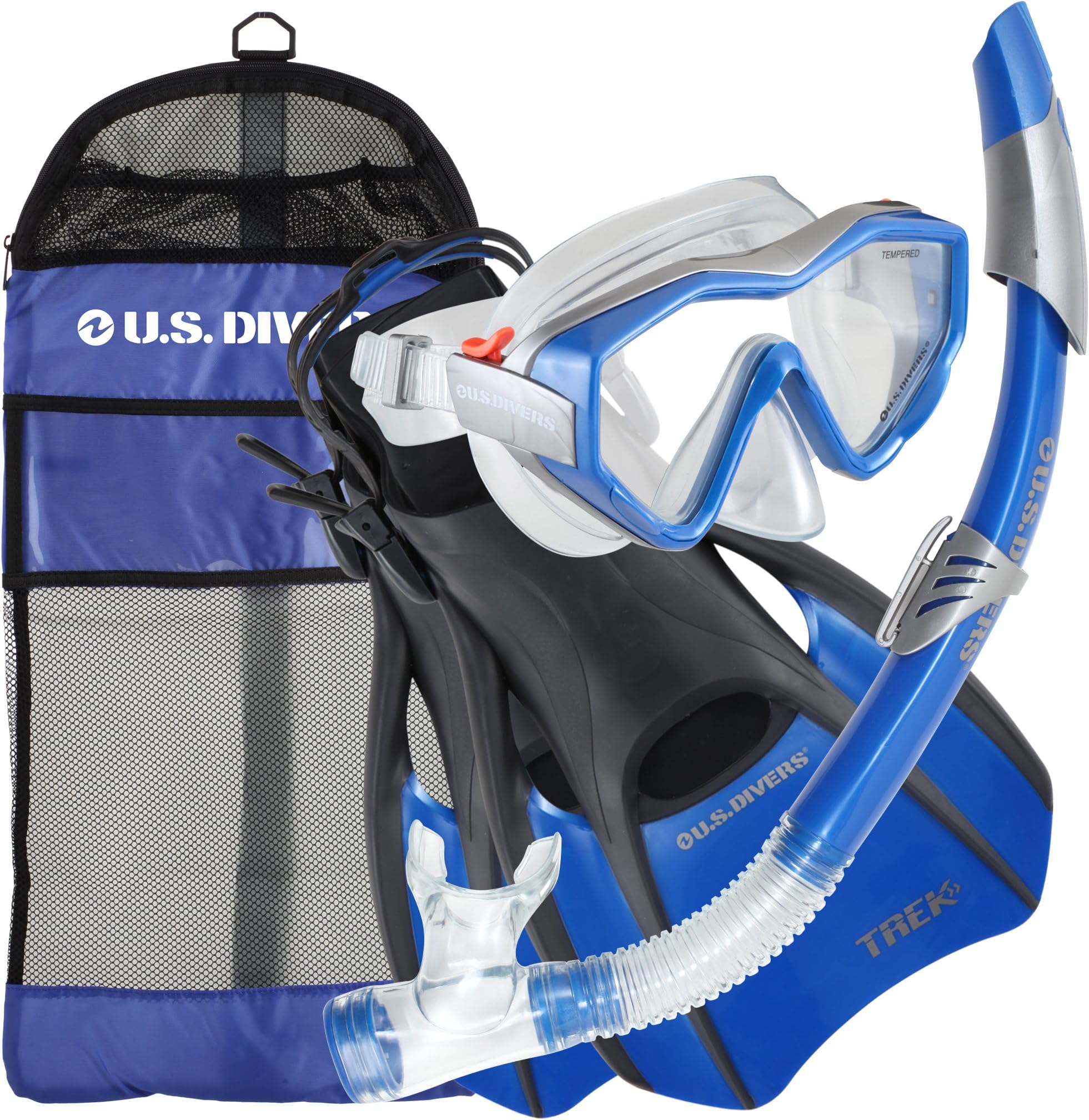 U.S. Divers Adult Anacapa LX Mask/Sonora Snorkel/Trek Fins/Gearbag
