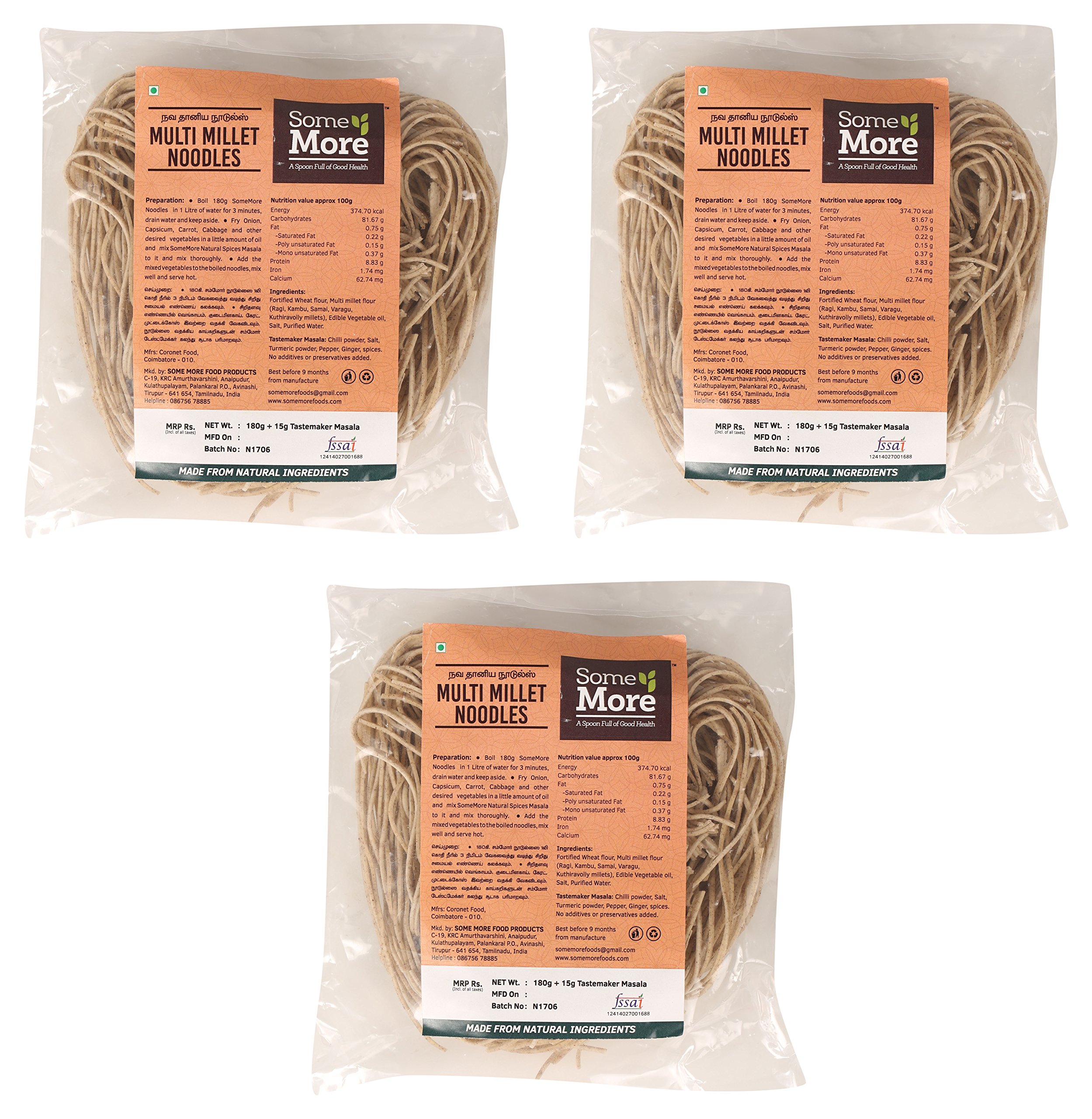 Some More Multi Millet Noodles, 195 Grams (Pack Of 3), Certified Organic (B077JR4XSJ) Amazon Price History, Amazon Price Tracker