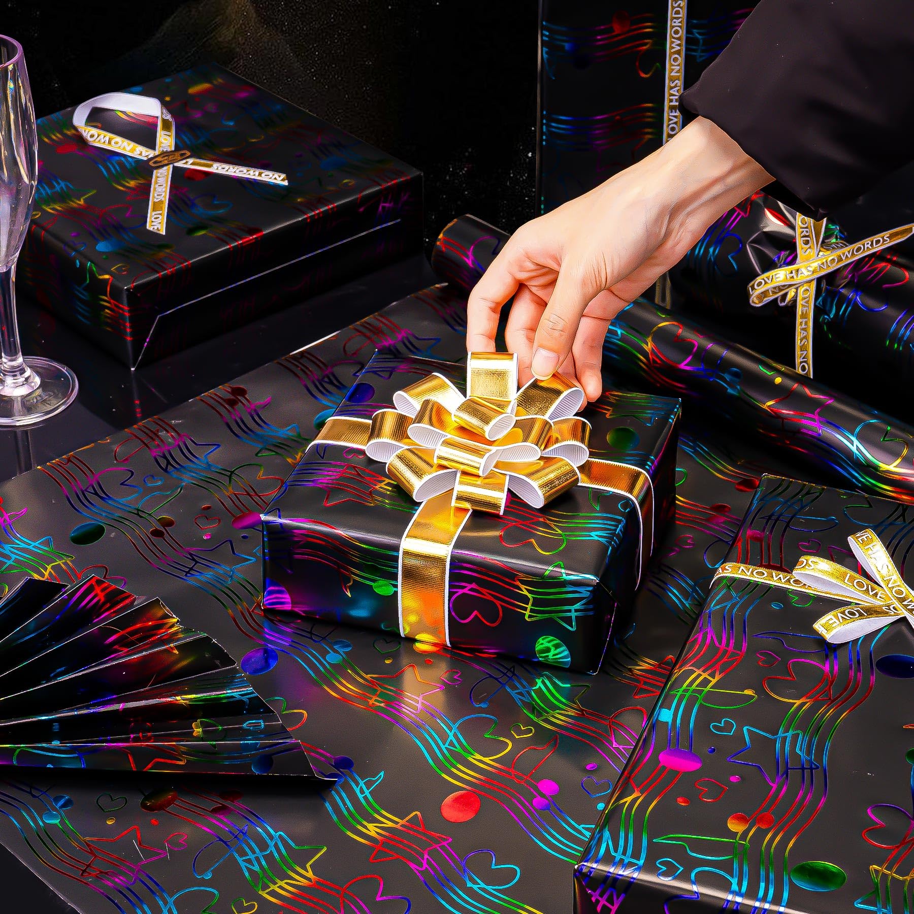 Rotolo Di Carta Regalo Opaca Con Finitura Satinata E Dettagli Oro – Spessa E Lussuosa Per Lauree, Compleanni, Natale