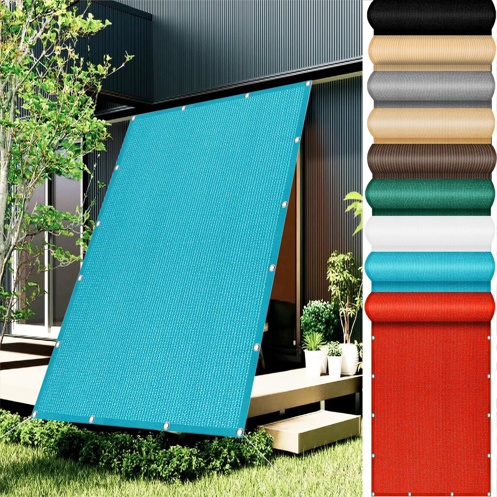 Sonnensegel Atmungsaktiv Rechteckig mit Ösen 50 x 150 cm, Windschutz Reißfest Wetterfest, Atmungsaktiv Überdachung Sonnensegel, Schutztuch Sonnensegel, für Balkon Garten, Himmelblau
