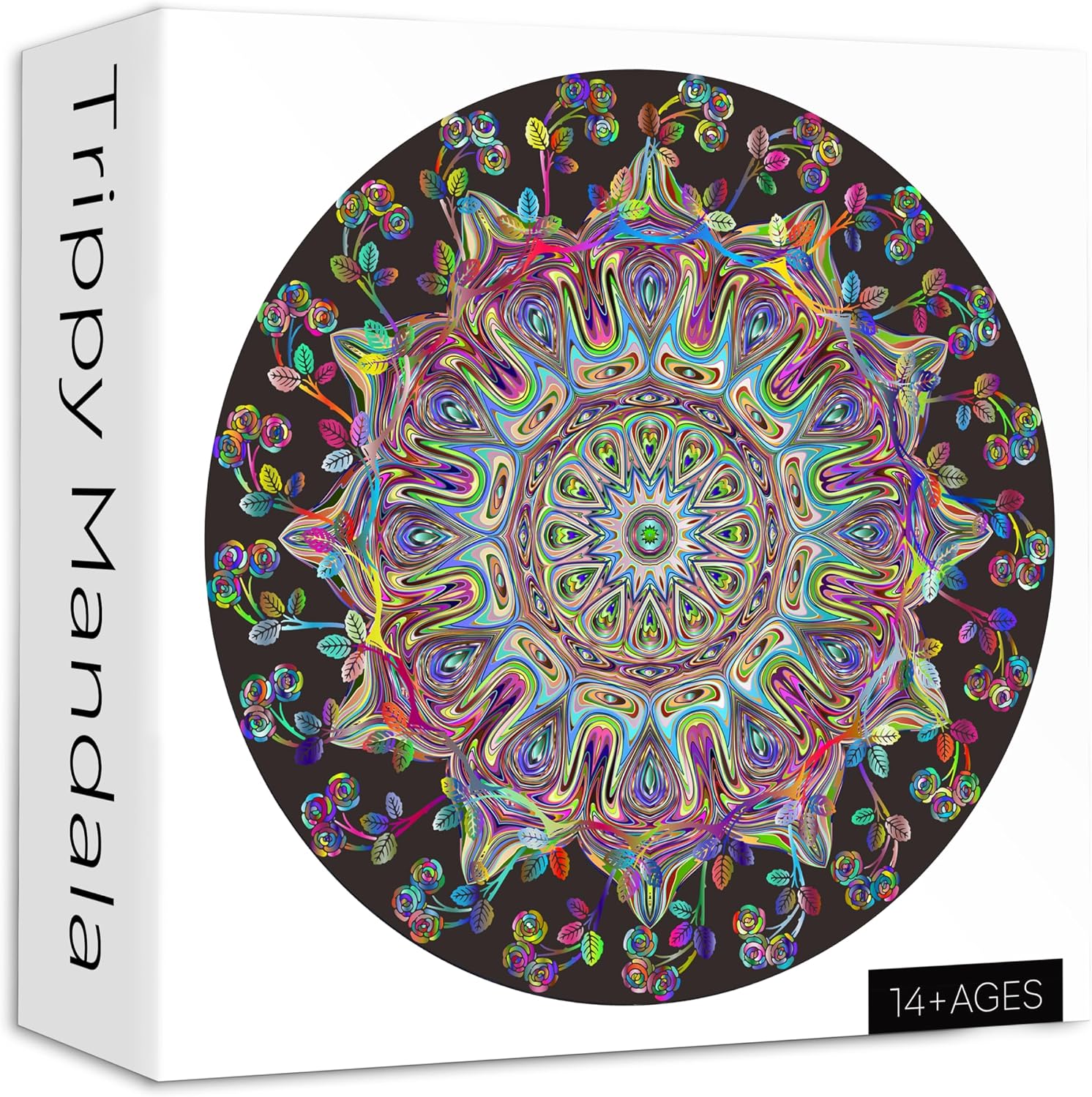 Mandala Flower Puzzles for Adults 1000 Pieces, Difficult Impossible Hard Puzzle, Round Colorful Trippy Challenge Jigsaw Puzzle
