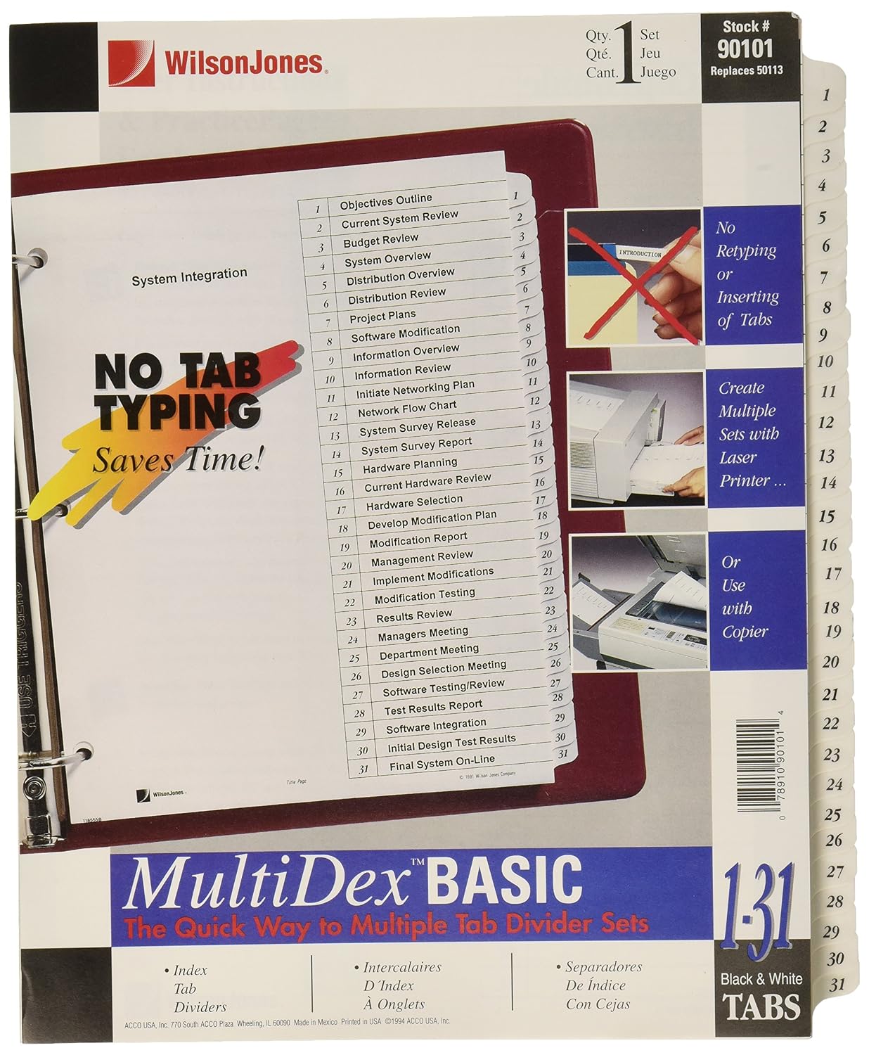 Wilson Jones MultiDex Index Dividers, 1-31 Tabs, for 8.5 x 11 Inch ...