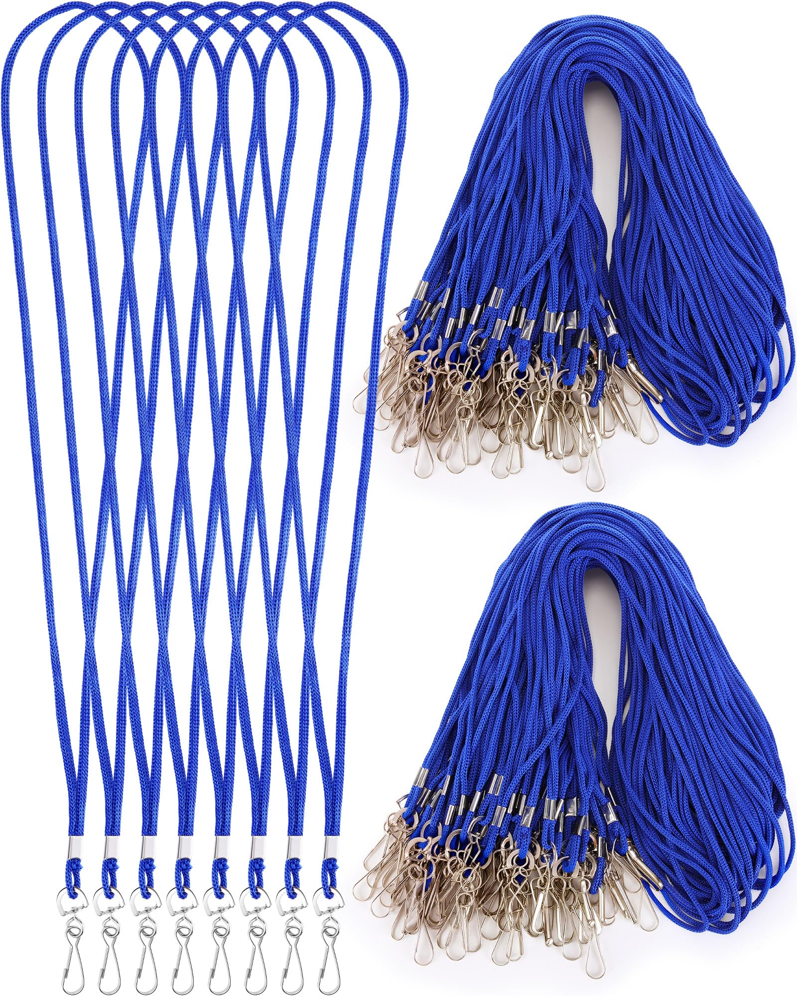 Patelai 300 Pcs Breakaway Lanyards Bulk Nylon ID Badge Holder with J Hook for Back to School Student Teacher Classroom (Blue)