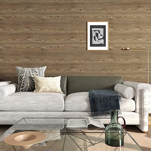 Miniatura 6 de VEELIKE Suelo de tablones de vinilo de madera gris claro de 6 x 36 pulgadas, azulejos de madera impermeables para despegar y pegar, paquete de 36,