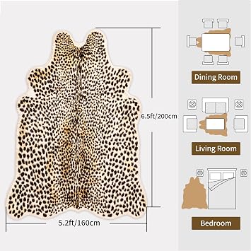 Leopard Rug Cheetah Print Carpet, Animal Print Area Rug, 5.2x6.5ft