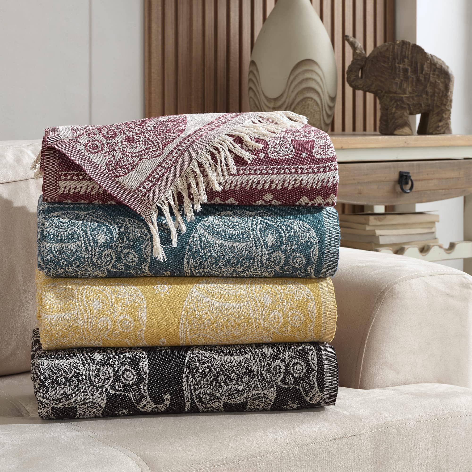 Milam London Boho Throw Blanket, Teal Blue, 220 x 240 cm - Image 3