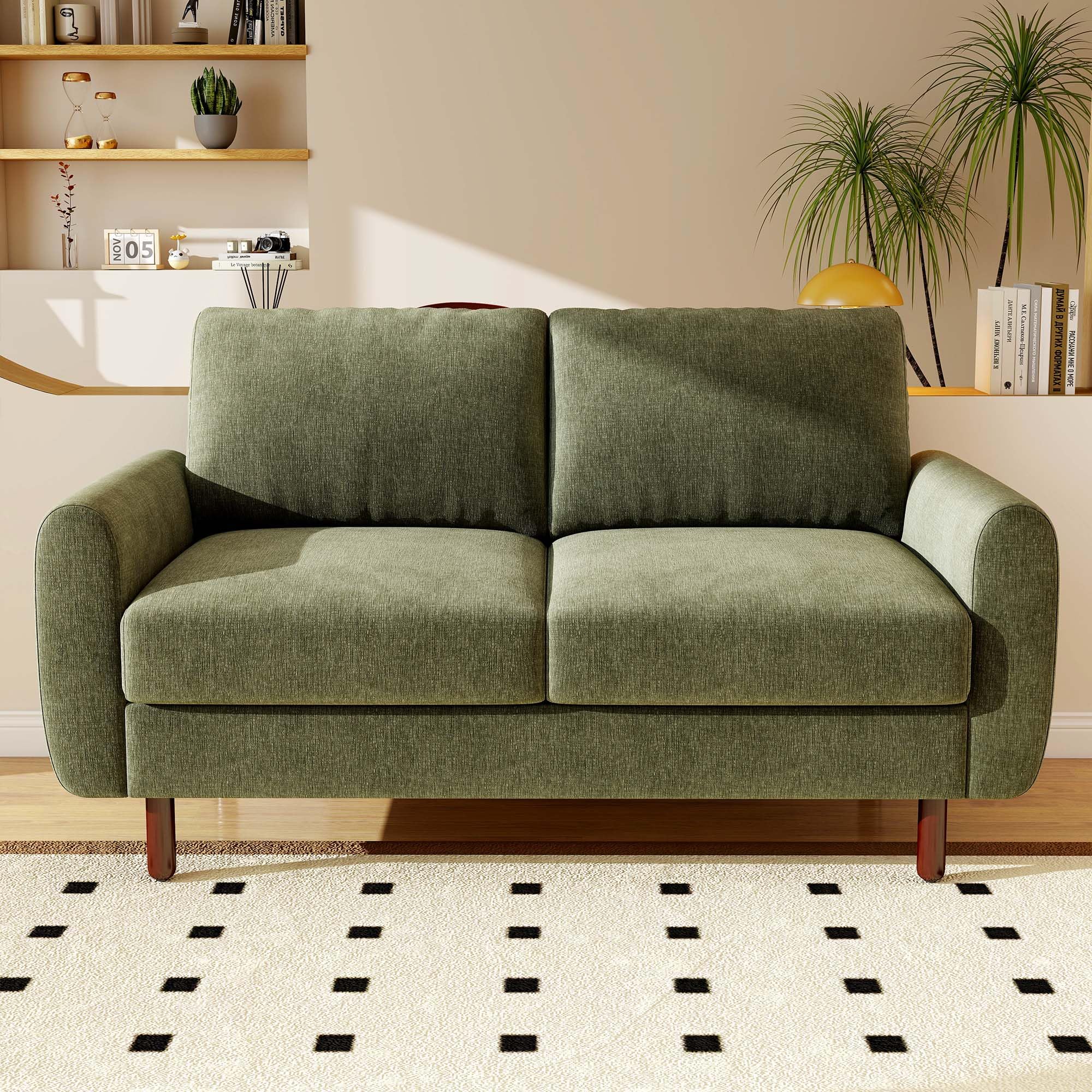 Mid-Century Modern Loveseat - Soft Chenille