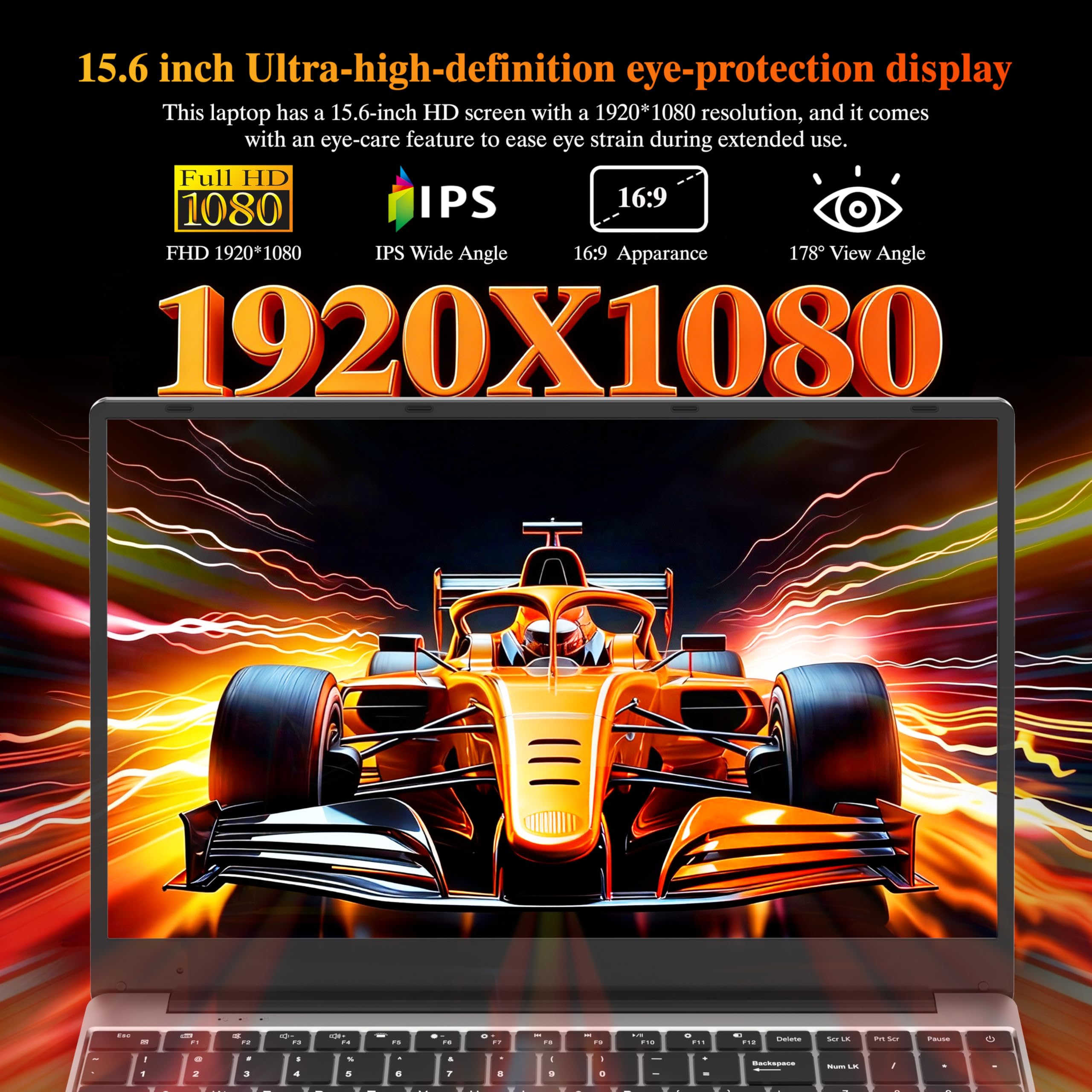 DREAMFYRE 15,6" Ordinateur Portable 16Go DDR4 512Go SSD, PC Portátil Ryzen 7 4800H CPU, Portable Laptop Computer avec écran FHD 1080P, WiFi5, Bluetooth5.0, USB3.0, Webcam, Touch ID