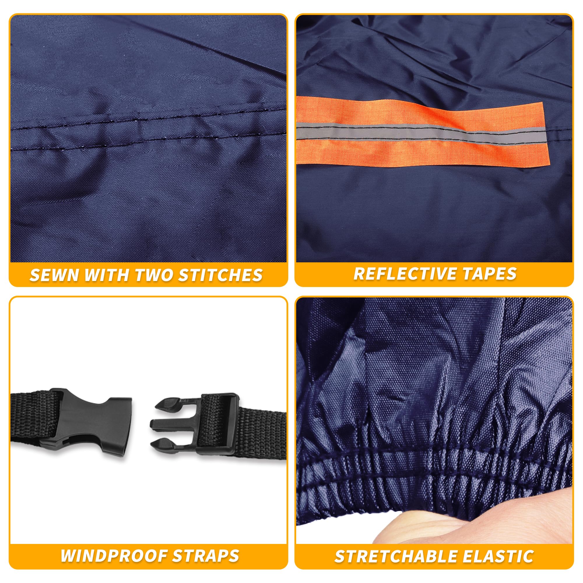 Partuto Waterproof All-Weather Universal Car Cover with Right Side Zipper Mirror Pocket 190T-PU Navy Blue Fits for SUV — view 8