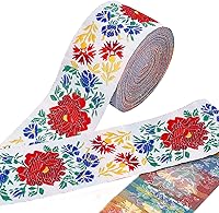 Vista 1 de PH PandaHall Cinta de jacquard de 2 pulgadas, 10 yardas, con ribete floral y flecos bordados, cinta mexicana bordada para ropa bohemia, cuello