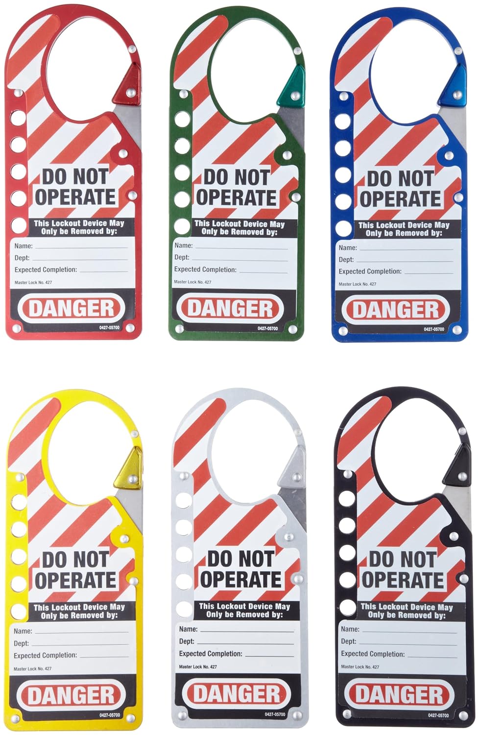 Master Lock 427AST Labeled Snap On Hasps, Assorted Six Colors