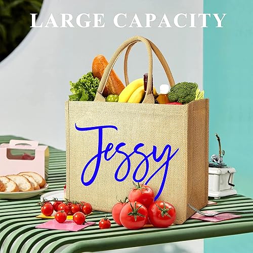 Miniatura 4 de Lalala Gift Land - Bolsas de arpillera personalizadas para la playa con nombre para mujeres, 18 colores de vinilo, bolsa de yute grande