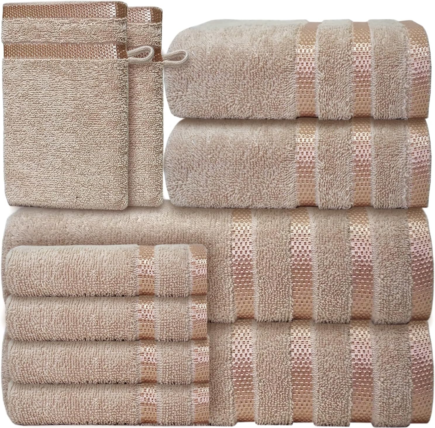 Casabella Luxury 10 Piece Towels for Bathroom - Bath Towel Set 100% ...