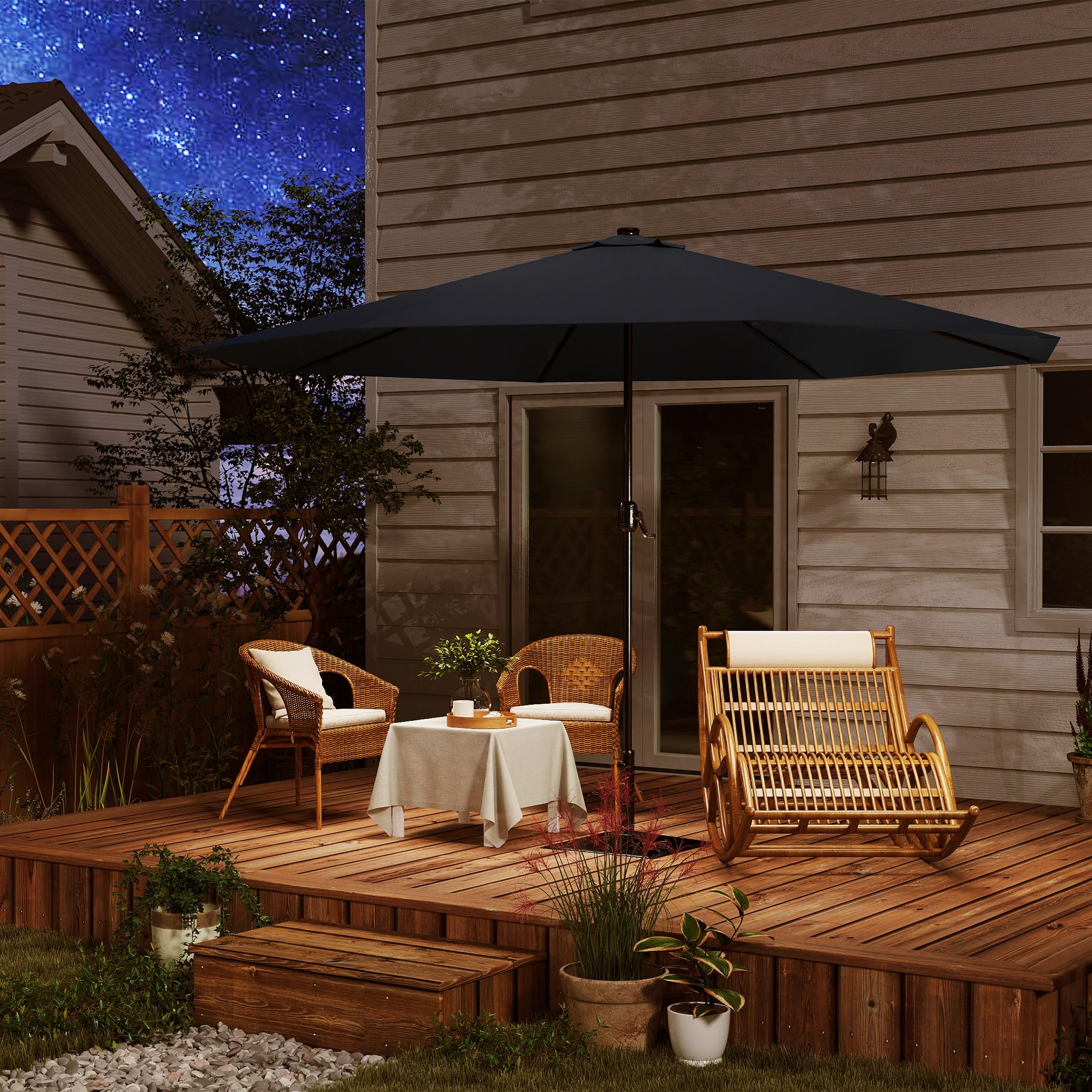 LARS360 Sombrilla de aluminio de 350 cm, con manivela, protección UV 40+, para balcón, jardín, terraza (350 cm, gris oscuro)