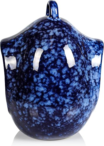 Miniatura 2 de Byer of Maine Comedero para pájaros para exteriores, fácil de rellenar, gres porcelánico de alta cocción con esmalte brillante, 2 libras, azul