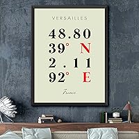 Vista 2 de Mapa de Versalles, Francia, Coordenadas Multilínea de Colores (24x36)