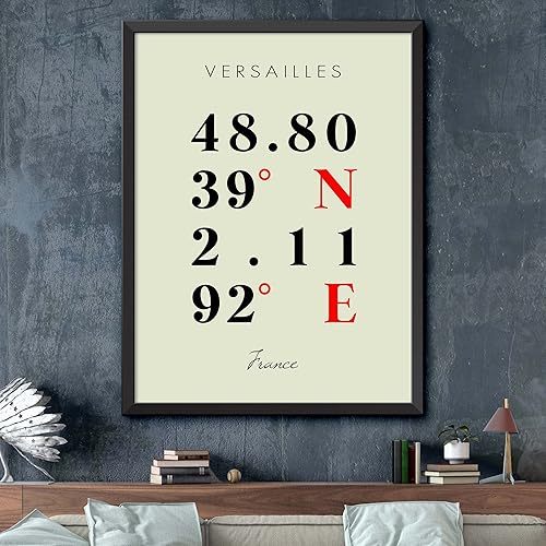 Miniatura 2 de Mapa de Versalles, Francia, Coordenadas Multilínea de Colores (24x36)