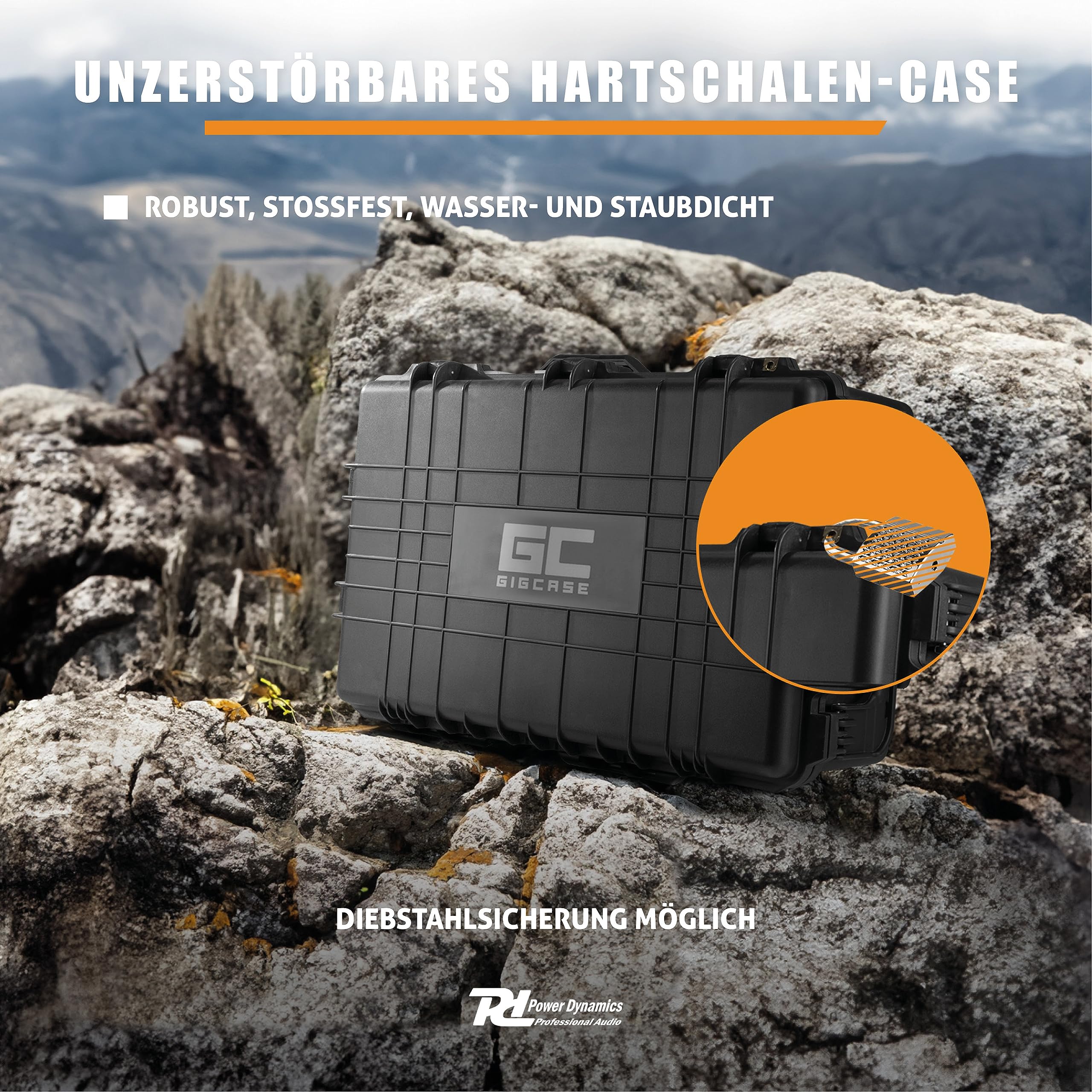 Power Dynamics GIGCase42T, Universal Outdoor Hartschalenkoffer, Trolley, Wasserdicht, Kamera Koffer mit Schaumstoffeinlage, Foto Koffer, Pistolenkoffer, Transportkoffer mit Schaumstoff und Rollen