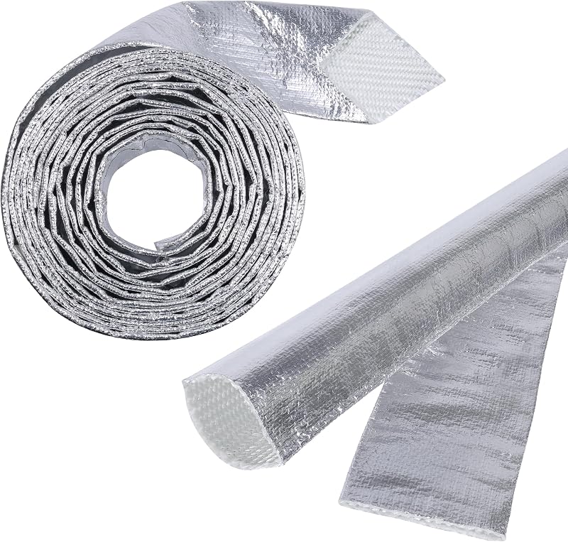 Manga térmica automotiva FOURUB de fibra de vidro aluminizada para alta temperatura – 3,81 cm x 1,83 m