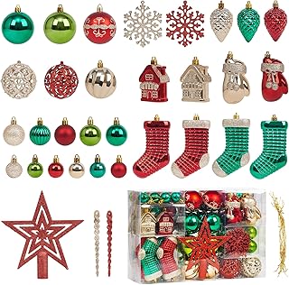 Shatterproof Hanging Christmas Bulbs Ornament Assortment Set Christmas Balls Ornaments for Xmas Tree Multicolor 132pcs Chr...