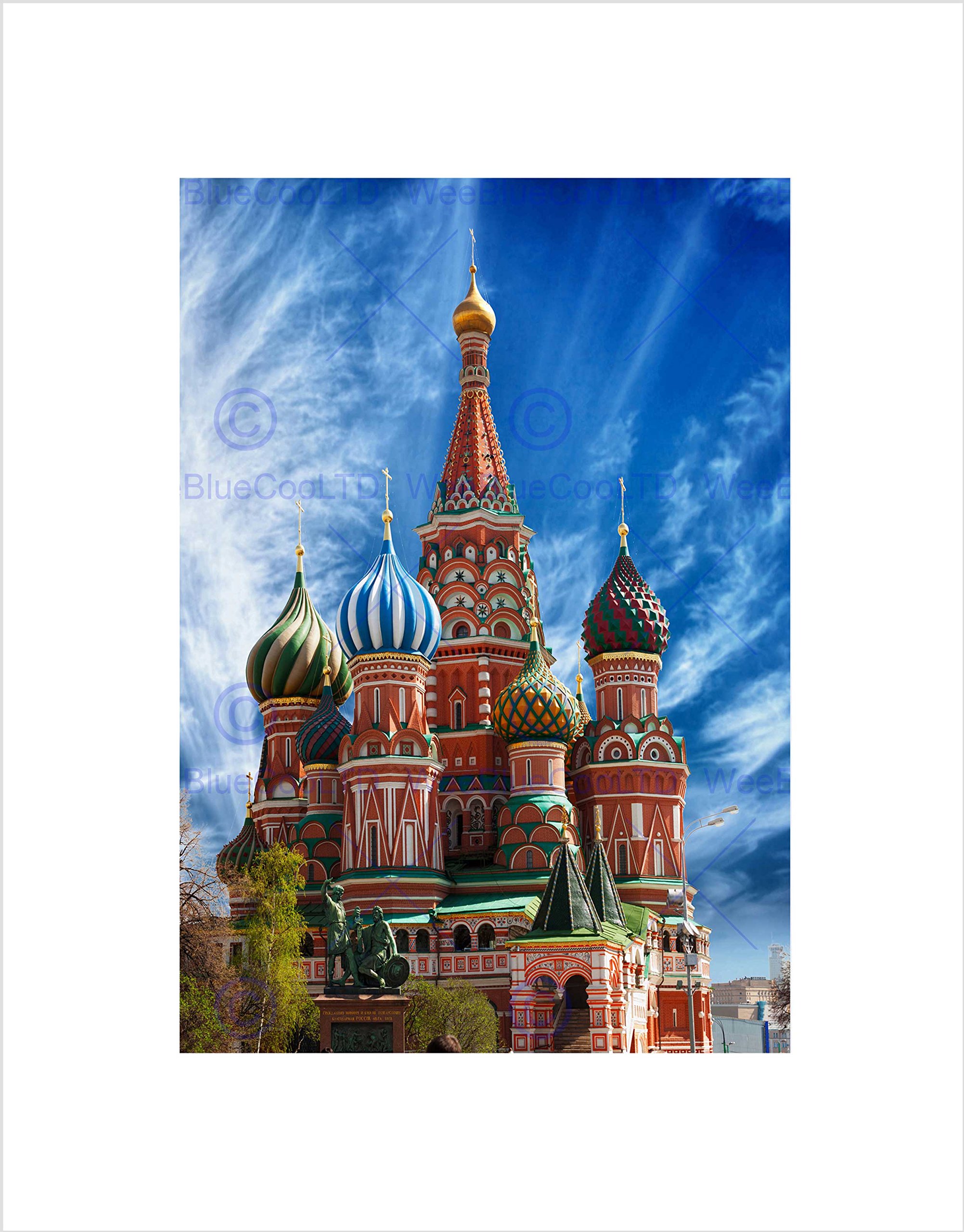 Wee Blue Coo ST BASILS CATHEDRAL RED SQUARE MOSCOW BLACK FRAMED ART PRINT PICTURE B12X8947
