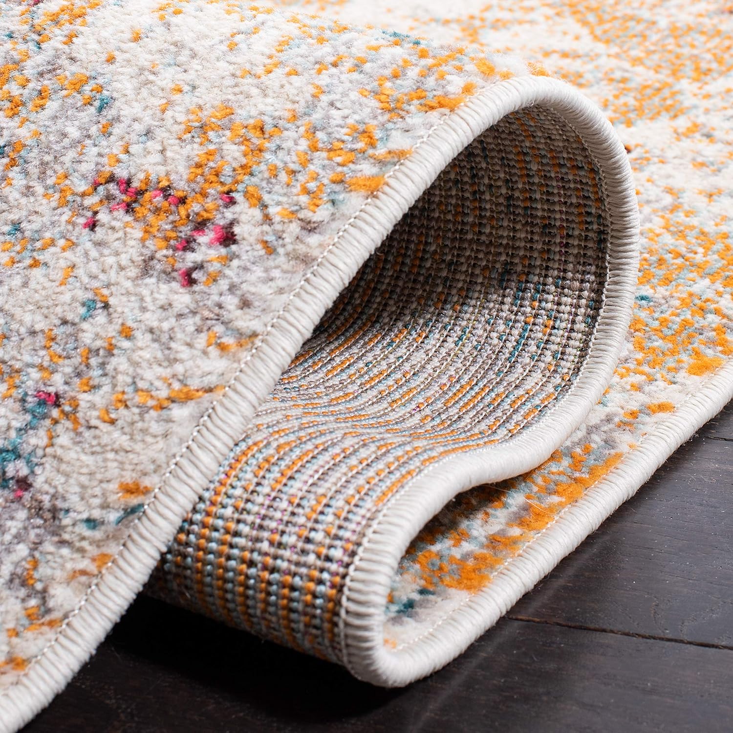 SAFAVIEH Madison Collection Runner Rug - 2'2" x 6', Ivory & Orange, Modern Abstract Design, Non-Shedding & Easy Care, Ideal for High Traffic Areas in Living Room, Bedroom (MAD453B)