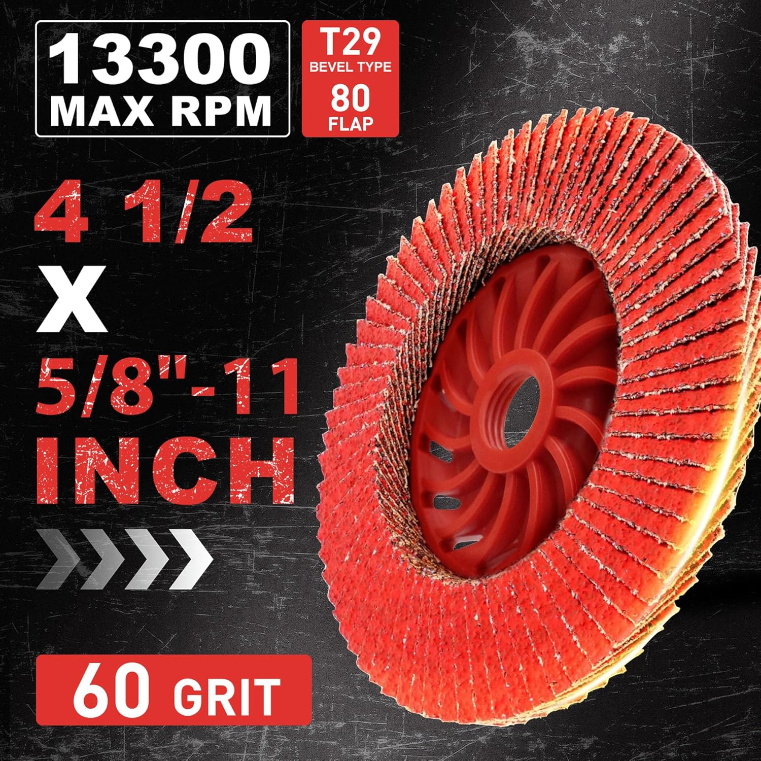 Ceramic Flap Discs 4 1/2 for Angle Grinder, 4-1/2" x 5/8”-11 Flap Discs 60 Grit, Type 29 Heavy Duty Abrasive Trimmable Grinding Wheel and Flap Sanding Disc for Stainless Steel, Metal (6 Pack)