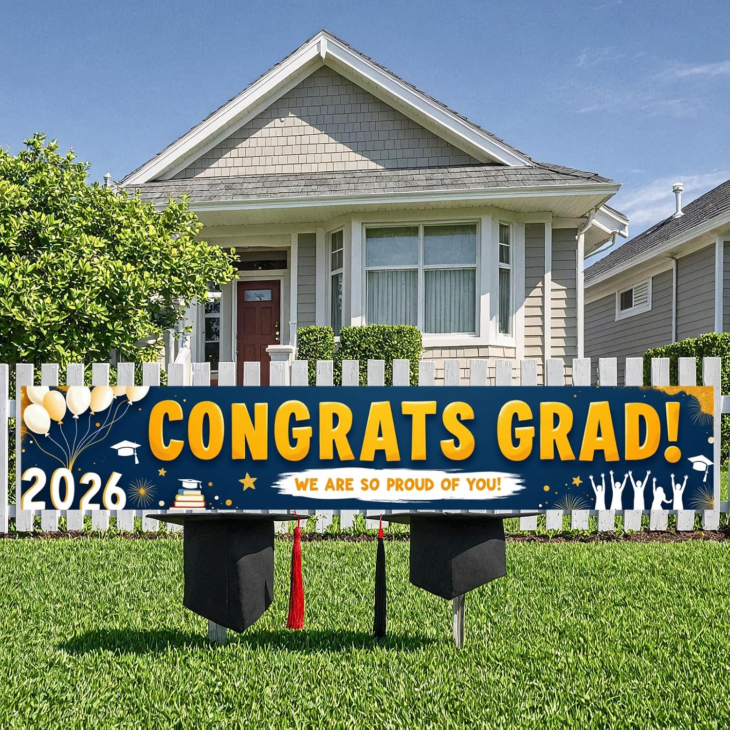 Congratulation Decorations 2026 Yard Sign Class of 2026 Graduation Party Yard Banner CONGRATS GRAD! WE ARE SO PROUD OF YOU! for Graduation Party Supplies image 5