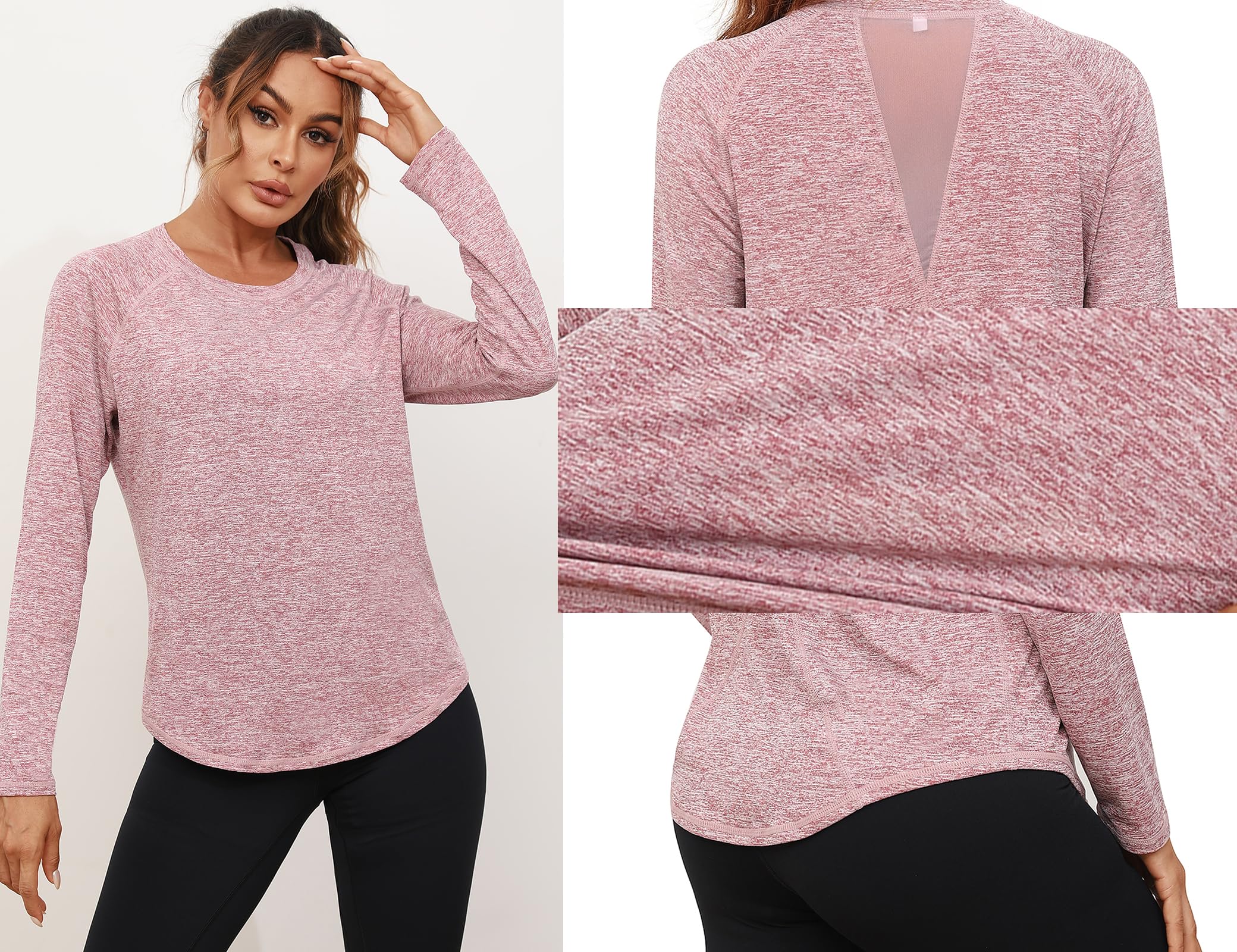 Gyabnw Maglietta Sportiva Donna a Maniche Lunghe Magliette Sportive Donna T Shirt Palestra Donna Fitness Camicie Maglia Allenamento