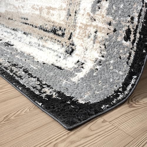 Miniatura 8 de Abani Alfombra marfil para sala de estar, dormitorio, patrón abstracto, 8 x 10 pies, duradera y fácil de limpiar