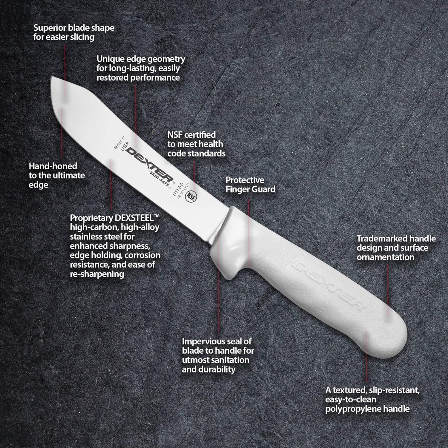 Dexter-Russell 6" Butcher Knife, S112-6PCP, SANI-SAFE Series
