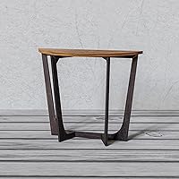 Vista 5 de LONYKE Mesa consola de madera rústica, mesa de entrada de media luna, mesa auxiliar estrecha semicírculo, mesa de sofá para sala de estar y pasillo