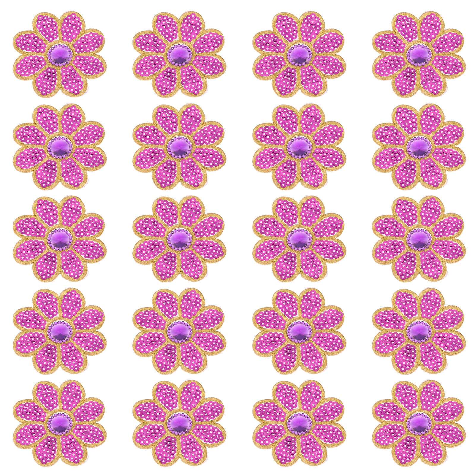 Patchs en fleur thermocollants paillettes violettes PATIKIL pour personnaliser des robes