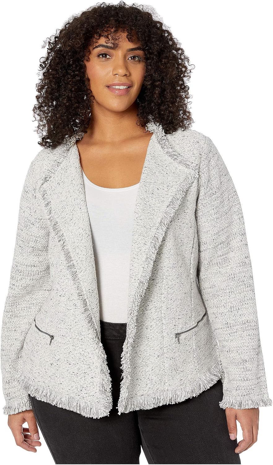 NIC+ZOE Plus Size Easy Blues Jacket Sugar Cookie 2X